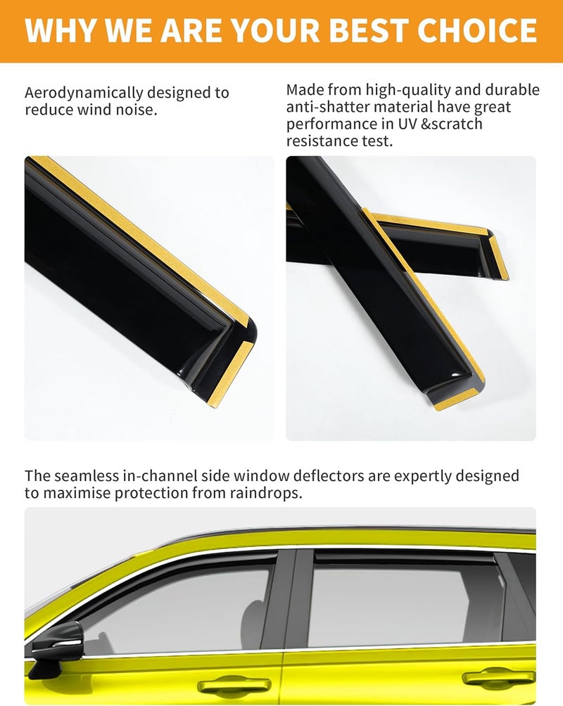 Deejecsun in-Channel Window Rain Guards Fit for Chevrolet(Chevy) Silverado/GMC Sierra 2014-2018 Crew Cab Rain Guards Extra Durable Window Deflectors Visors Vent Visors Vent Shades Truck Accessories - Image 5